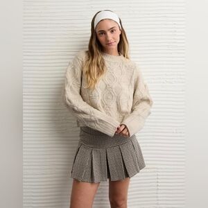 AEO Snow Stopper Cable Knit Pearl Sweater XXS NWT